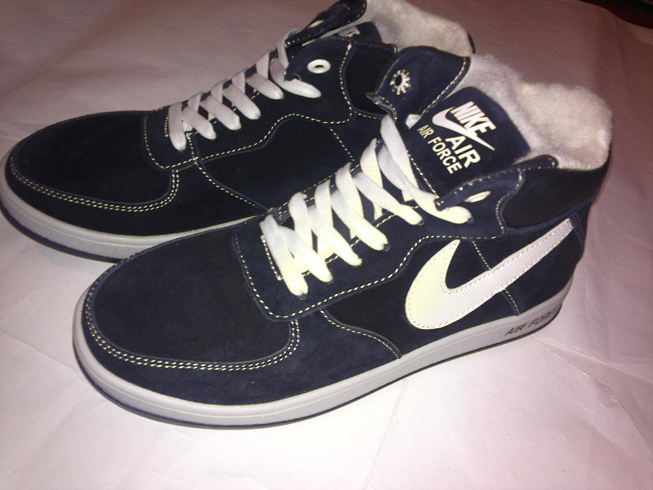 Кроссовки подростковые из натуральной замши на натуральном меху сине - белые рр. 36, 37 - Зображення 2