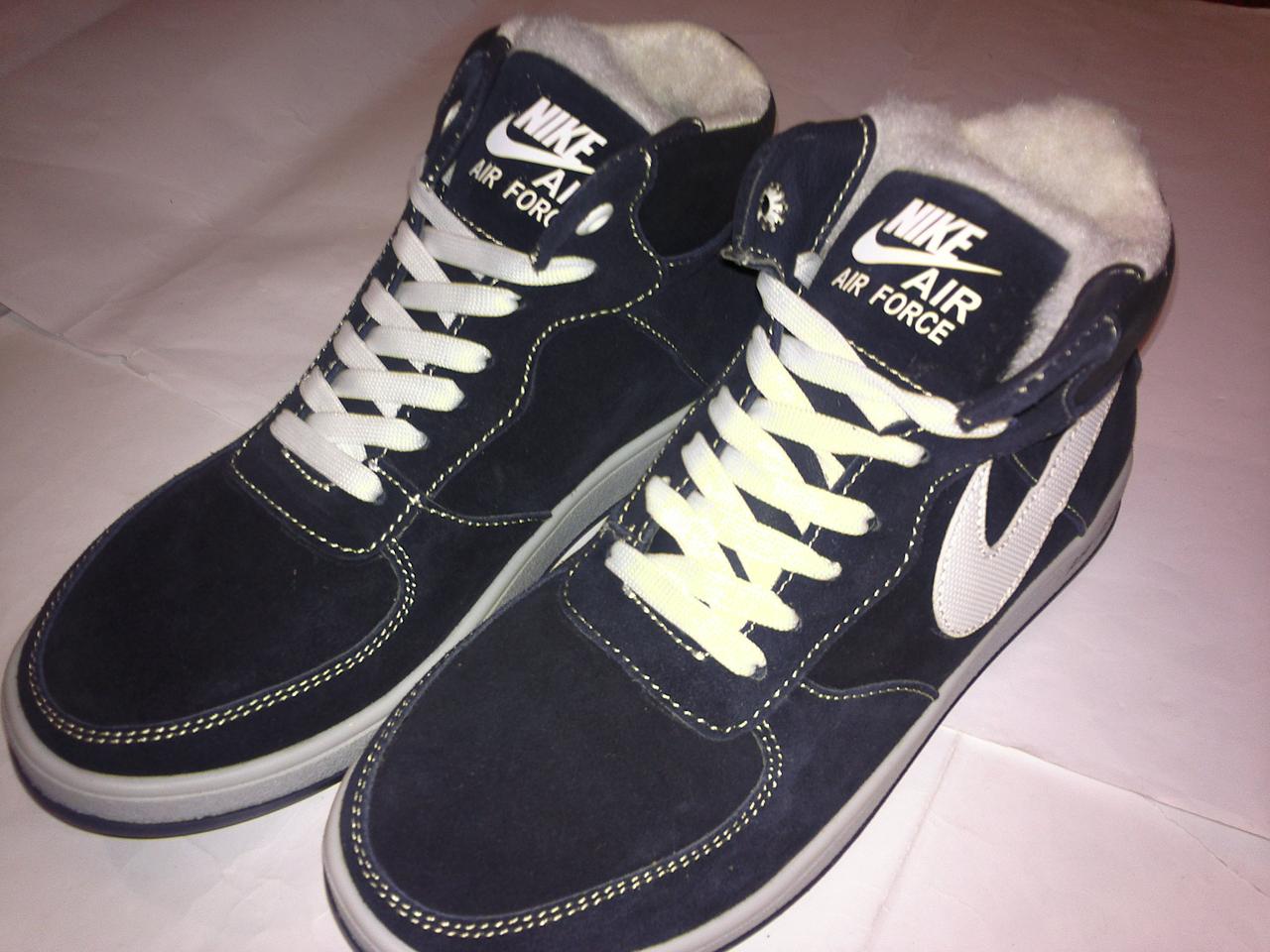 Кроссовки подростковые из натуральной замши на натуральном меху сине - белые рр. 36, 37 - Зображення 4