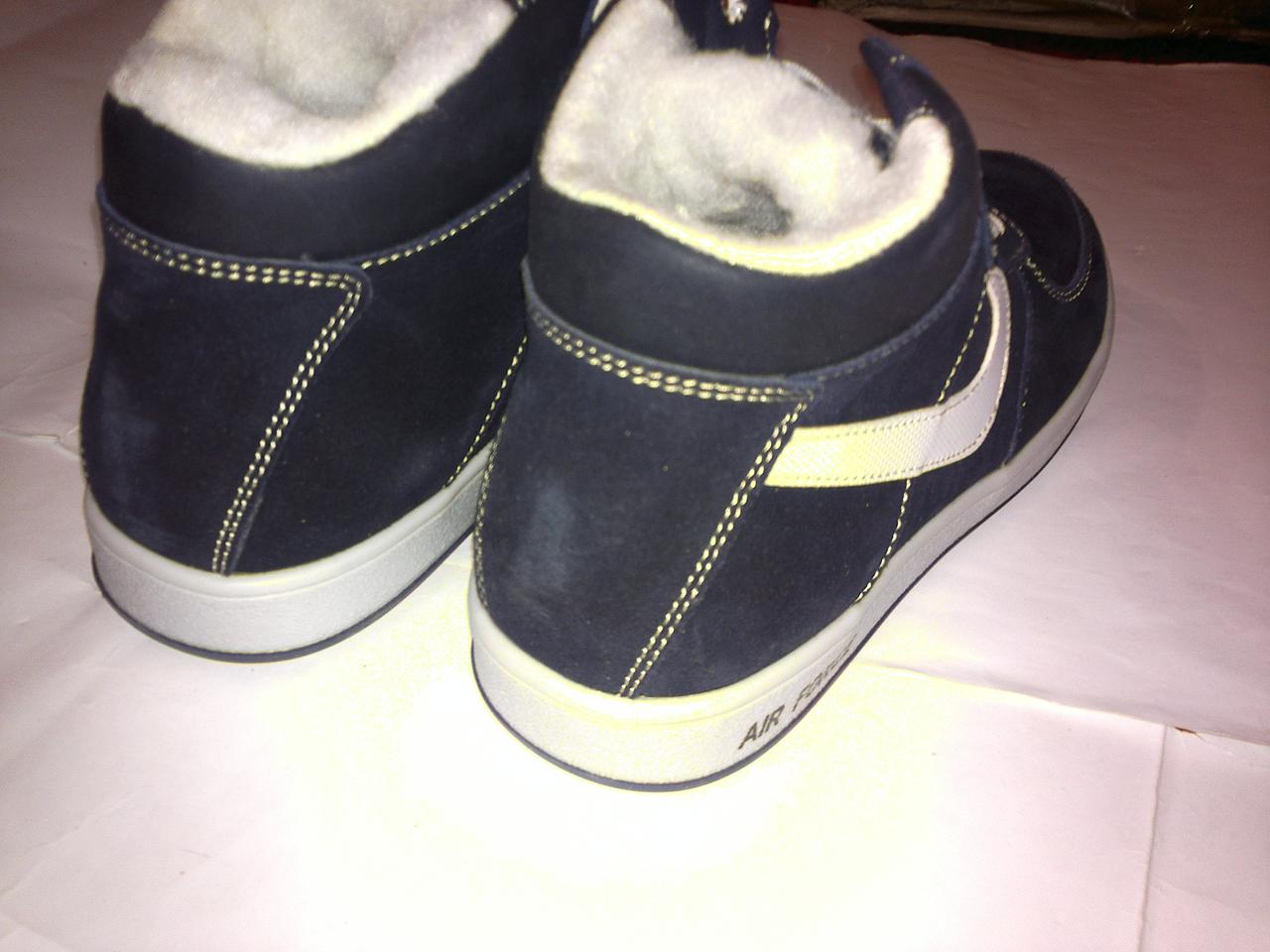 Кроссовки подростковые из натуральной замши на натуральном меху сине - белые рр. 36, 37 - Зображення 5