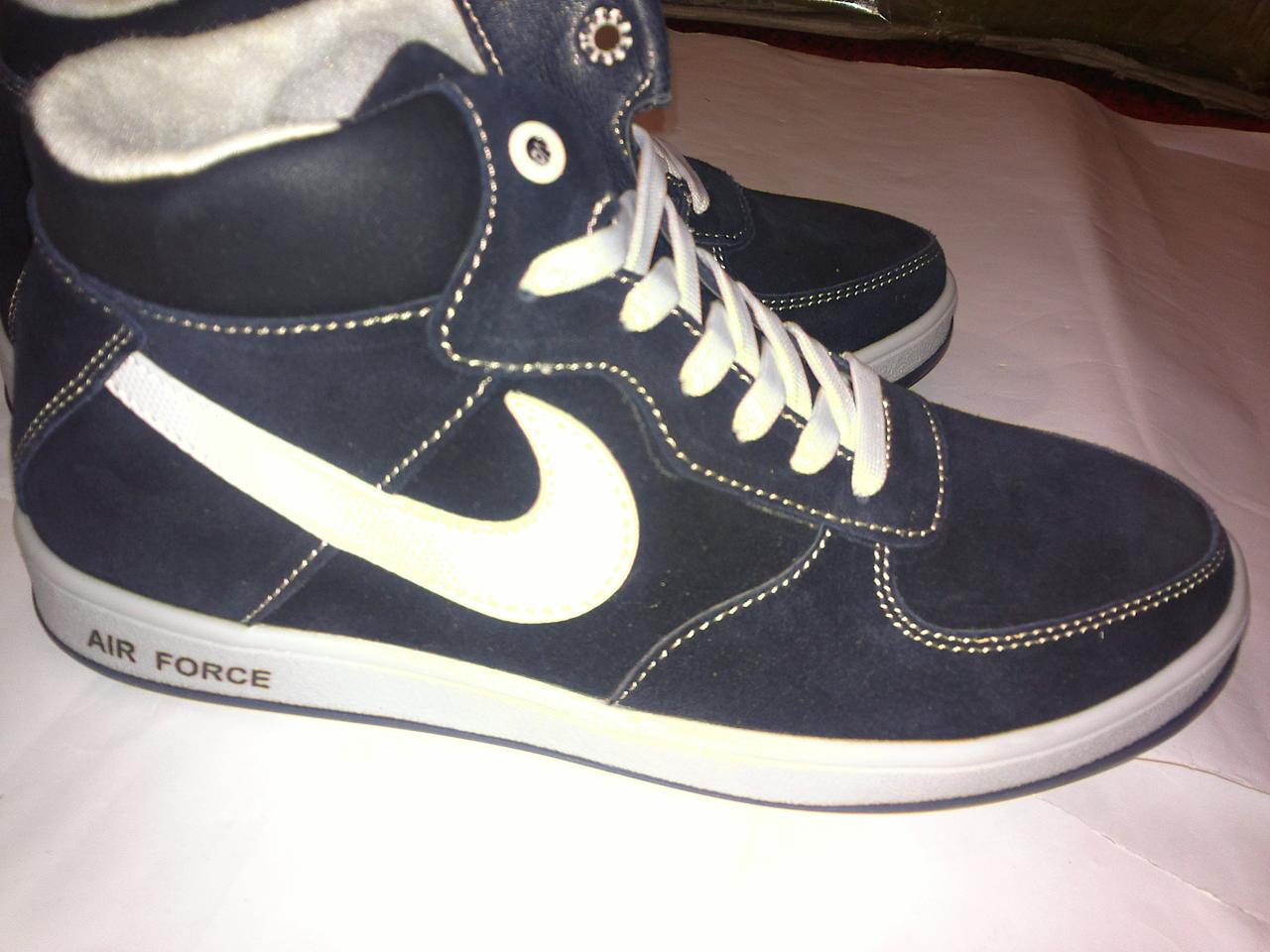 Кроссовки подростковые из натуральной замши на натуральном меху сине - белые рр. 36, 37 - Зображення 7